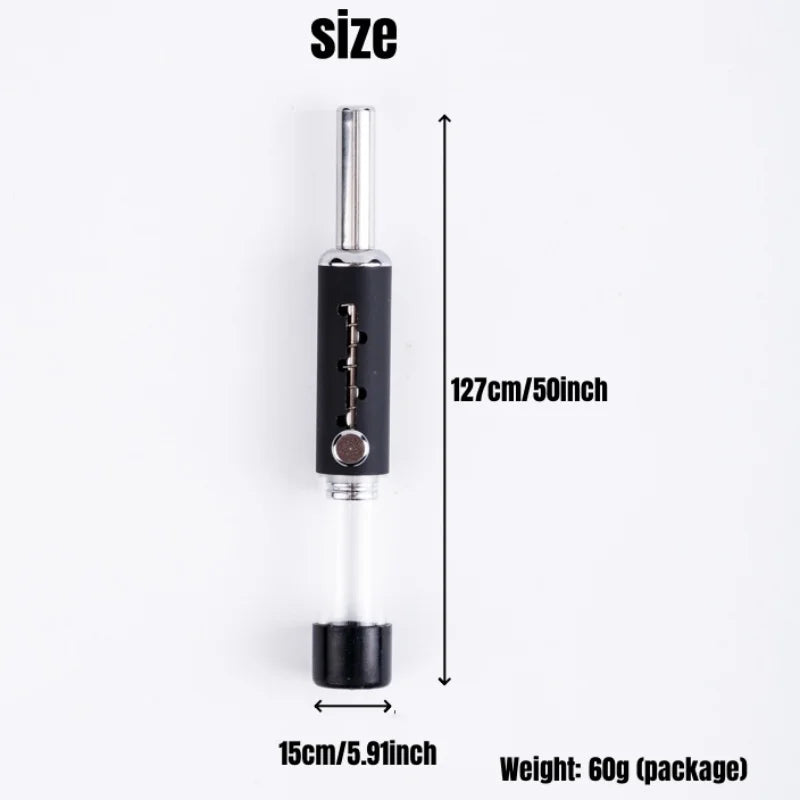 5-Level Adjustable Metal Dry Herb Pipe with Glass Tube | Reusable EDG Dry Burn Tobacco Pipe | Durable Smoking Accessories