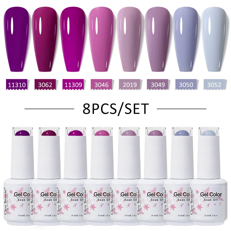 Clou Beaute 6/8pcs 15ml UV Nail Gel Colors Polish Set Summer Pretty Sugar Pink Red Neon Professional Nail Art Manicure Kit Gift