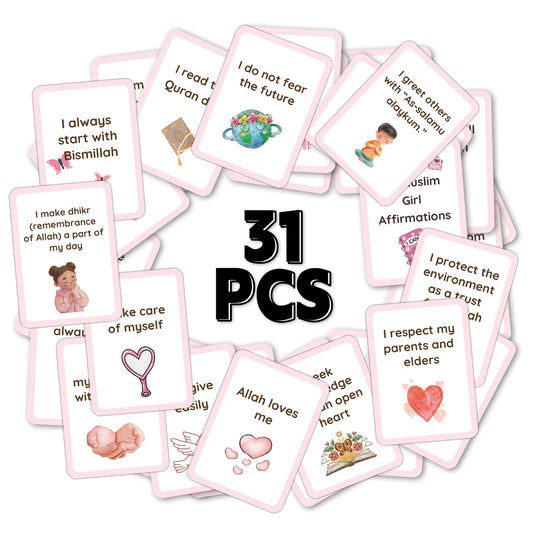 31pcs 'my Muslim Girl Affirmations'cards,Pastel Illustrations,Inspirational Ramadan Gift Cards For Women,Daily Reminders Cards
