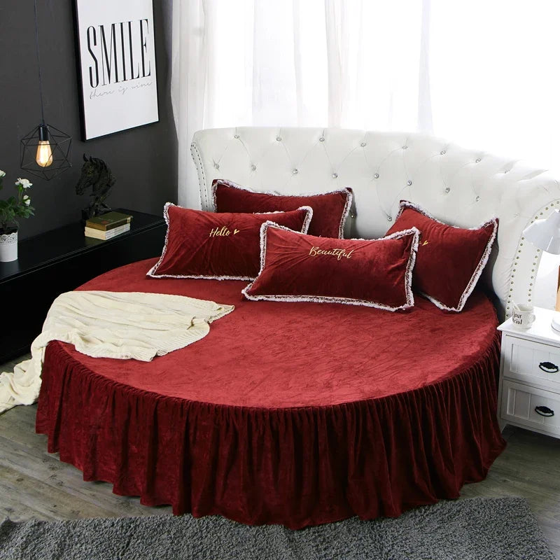 Coral velvet round bed simple color velvet round sheet diameter 200cm-220cm flannel sheet without pillowcase winter