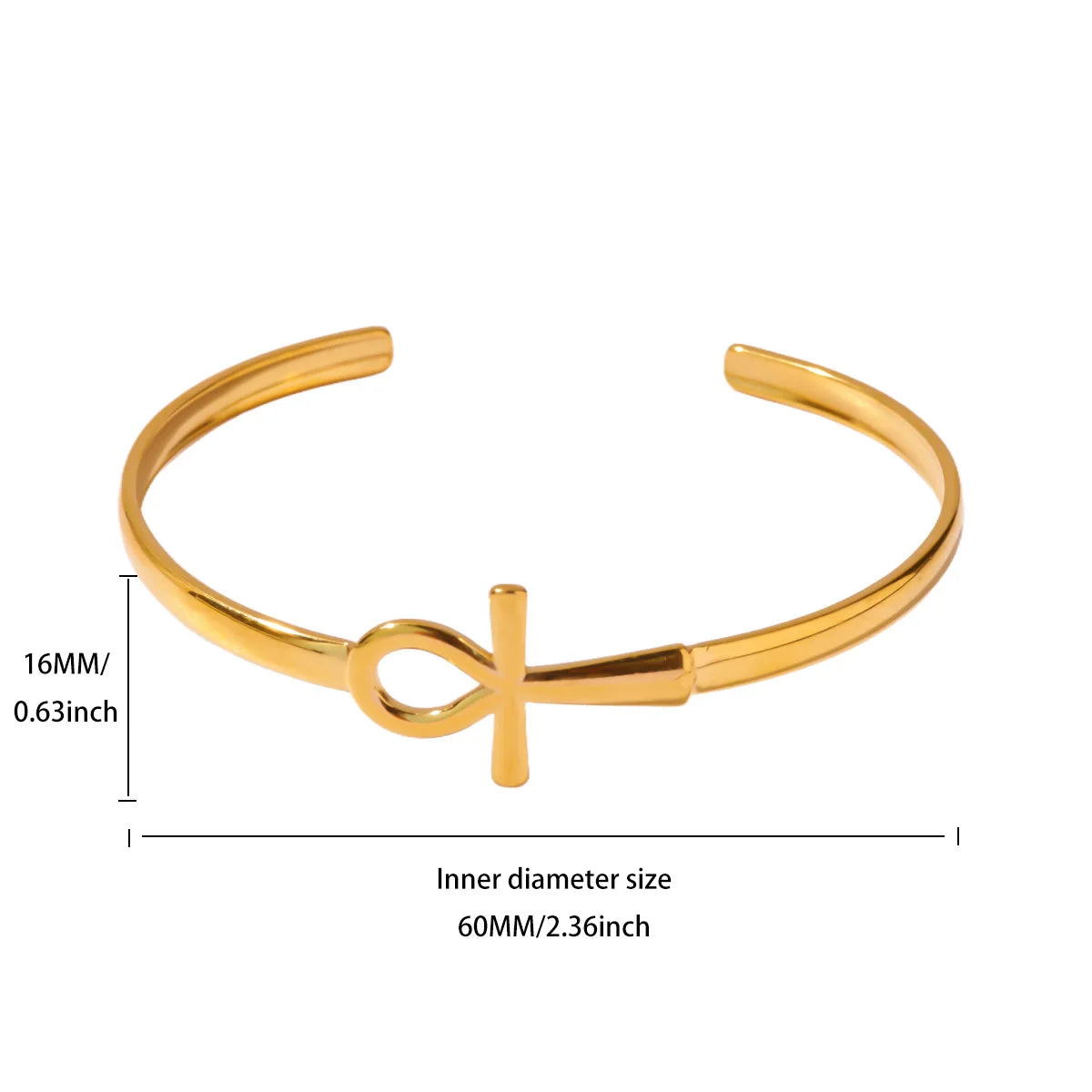 Stainless Steel Ankh Cross Bracelet For Women Men Gold Color Cross Cuff Bangles Vintage Egyptian Religion Jewelry Gifts