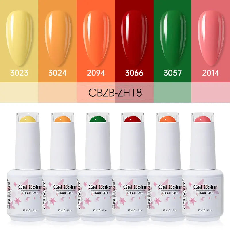 Clou Beaute 6/8pcs 15ml UV Nail Gel Colors Polish Set Summer Pretty Sugar Pink Red Neon Professional Nail Art Manicure Kit Gift