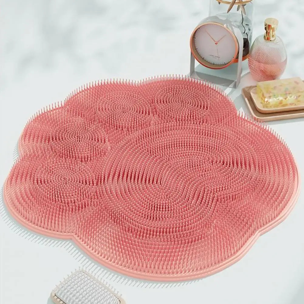 Bathing Foot Mat Home Bathroom Essential 30x30cm Soft Bristles Exfoliation Cleansing Shower Foot Mat with Suction Cup Design