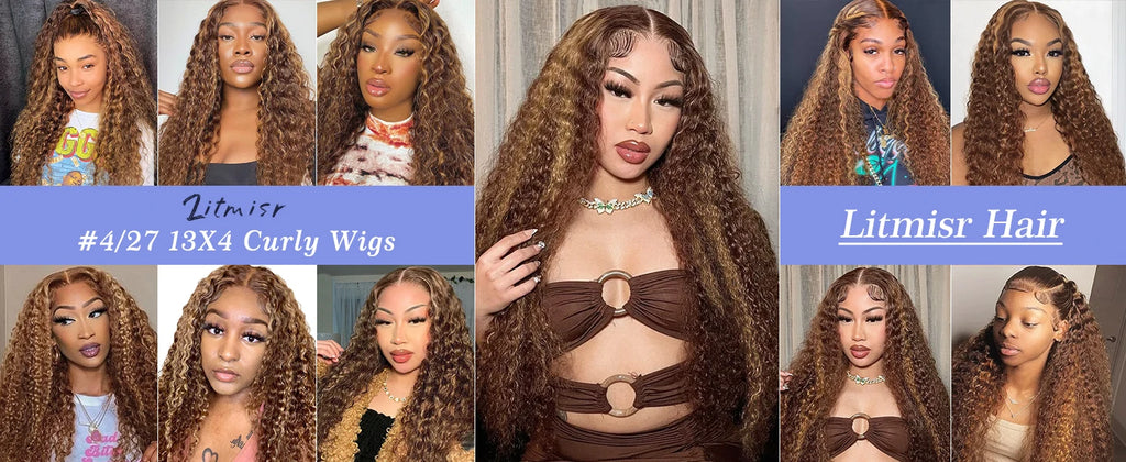 Brown Water Wave Lace Front Wig Highlight Ombre Glueless Deep Wave 13X4 Lace Curly Human Hair Wigs 13x6 HD Lace Frontal Wigs