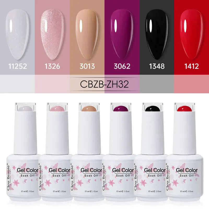 Clou Beaute 6/8pcs 15ml UV Nail Gel Colors Polish Set Summer Pretty Sugar Pink Red Neon Professional Nail Art Manicure Kit Gift
