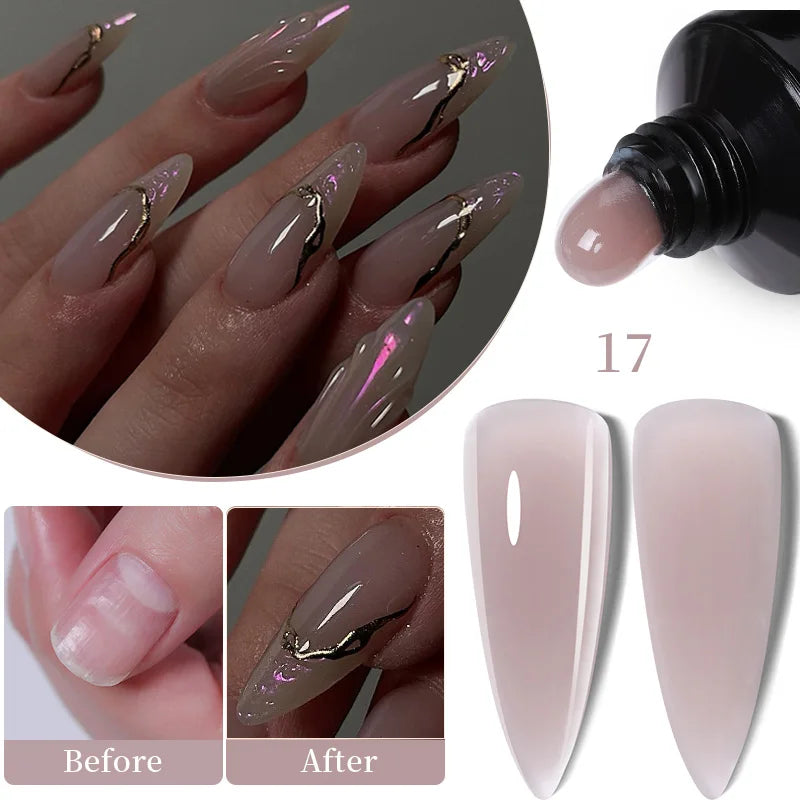 LILYCUTE 15ML Quick Extension Gel Nail Polish Nude Milk White Color Finger Prolong Acrylic Crystal Construction Hard Gel Varnish