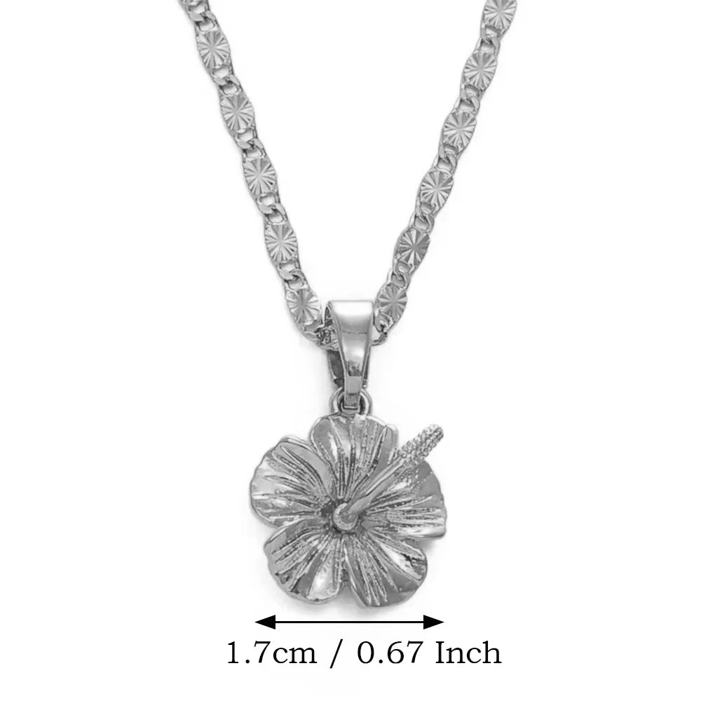 Anniyo Hawaiian Hibiscus Flower Pendant Necklace Marshallese Puerto Rico Guam Micronesia Pohnpei Jewelry Wedding Gifts #239606