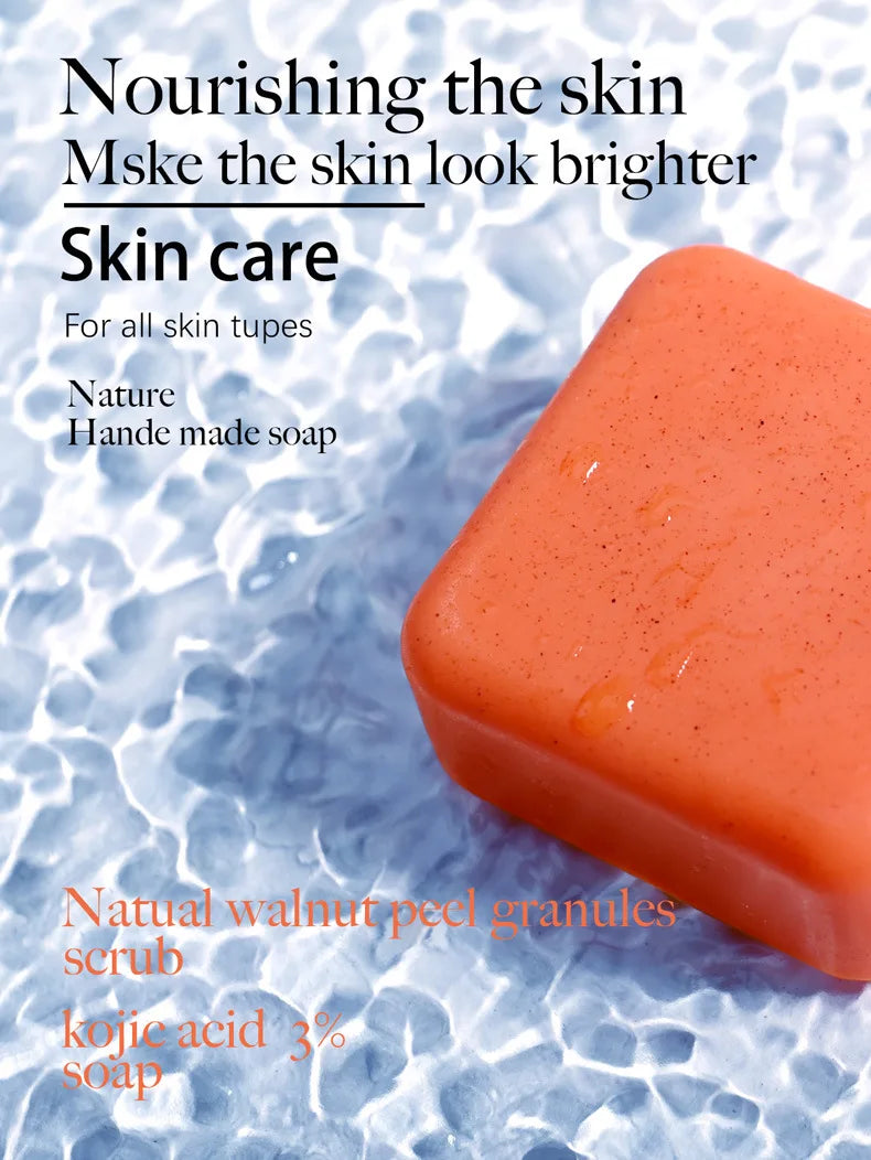 Kojic Acid & Sweet Orange Scrub Soap 70g/140g Glutathione Coconut Milk Cedar Turmeric Brightening Scrub Kojic Acid Scrub Soap