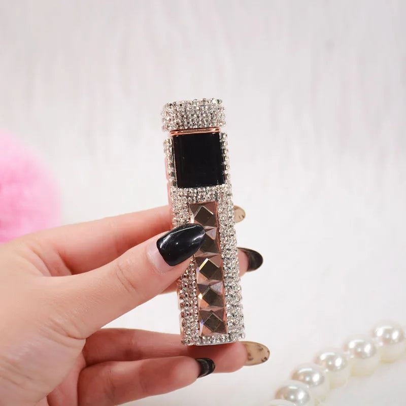 Rhinestone Touch Screen Lighter With Diamond Usb Charging Mute Cigarette Lighter Personality Ladies Lighter Windproof Gadget