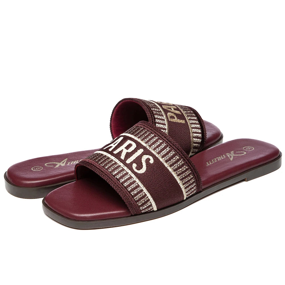 Summer Women Letter Flat Sandals Casual Comfortable Slip Slide 2024 Fashion Vintage Slippers Shoes Classic New