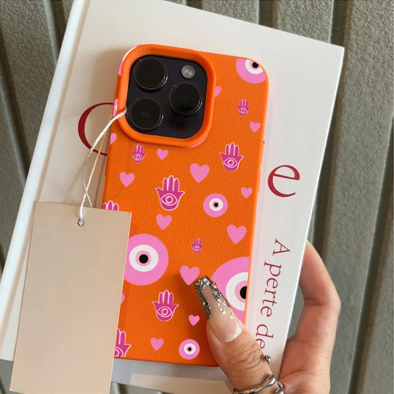 Pink Hamsa Evil Eye Pattern Phone Case