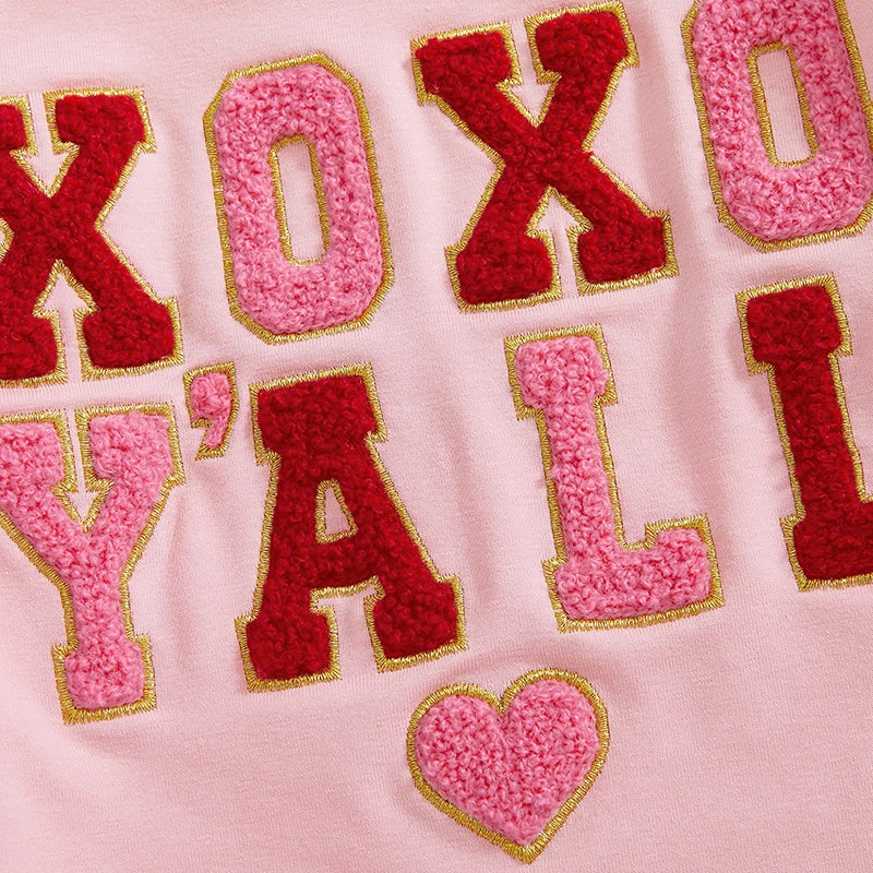 2024-10-11 Lioraitiin 6M-4Y Kids Girls Valentines Day Sweatshirt Long Sleeve Crew Neck Embroidery Letters Pullover Hoodie Tops