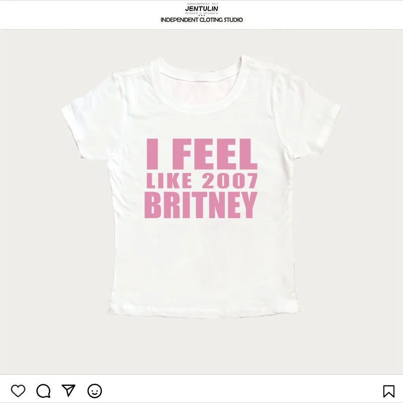 Y2K 2000s Vinage Crop Top Letter Print Casual Short Sleeve T-shirt Fashion Spicy Girl Sexy Baby Tee 2025 Summer Woman Clothing