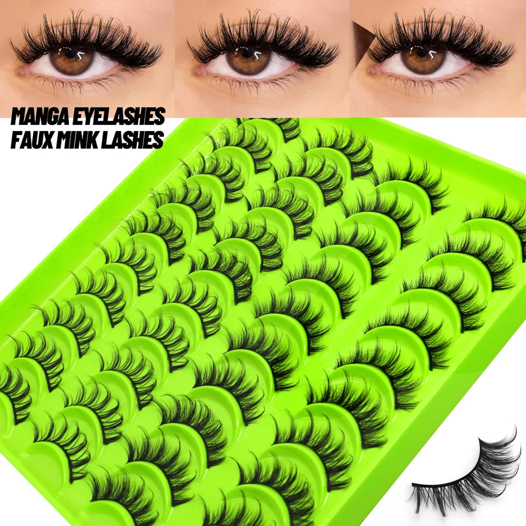 GROINNEYA Manga Lashes Mixed style 5/9/20 Pairs 3D 6D 8D Mink Lashes Natural Eyelashes Soft Cross Wispy False Eyelashes Eyelash