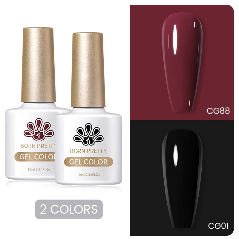 BORN PRETTY 2Pcs Base Gel Super Top Coat Gel Polish Set Black White Color Gel Varnis Semi Permanent Soak Off UV LED Gel for Nail