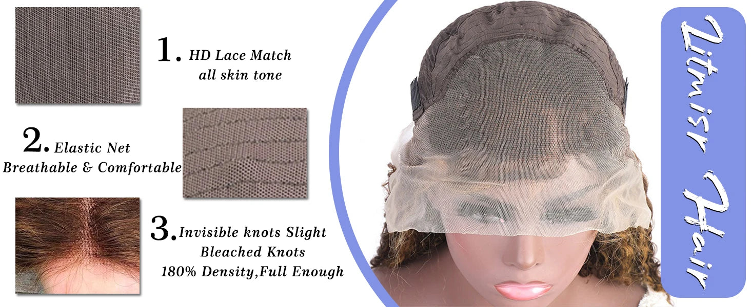 Brown Water Wave Lace Front Wig Highlight Ombre Glueless Deep Wave 13X4 Lace Curly Human Hair Wigs 13x6 HD Lace Frontal Wigs