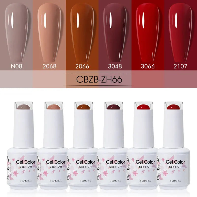 Clou Beaute 6/8pcs 15ml UV Nail Gel Colors Polish Set Summer Pretty Sugar Pink Red Neon Professional Nail Art Manicure Kit Gift