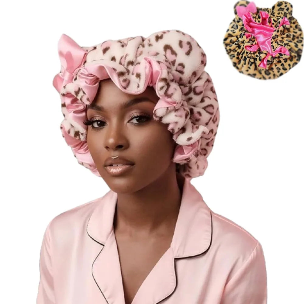 Creative Soft Hair Drying Cap Microfiber Quick-Drying Dry Hair Towel Absorbent Leopard Print Hair Towels Face Wash
