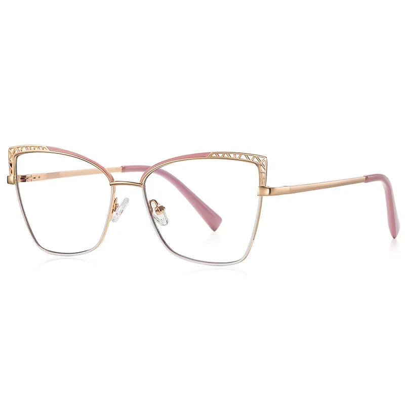 Trendy And Individual Cat-eye Glasses Frames, Fashionable Metal Anti-blue Light Glasses 99007