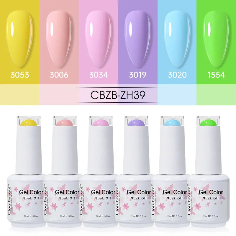 Clou Beaute 6/8pcs 15ml UV Nail Gel Colors Polish Set Summer Pretty Sugar Pink Red Neon Professional Nail Art Manicure Kit Gift