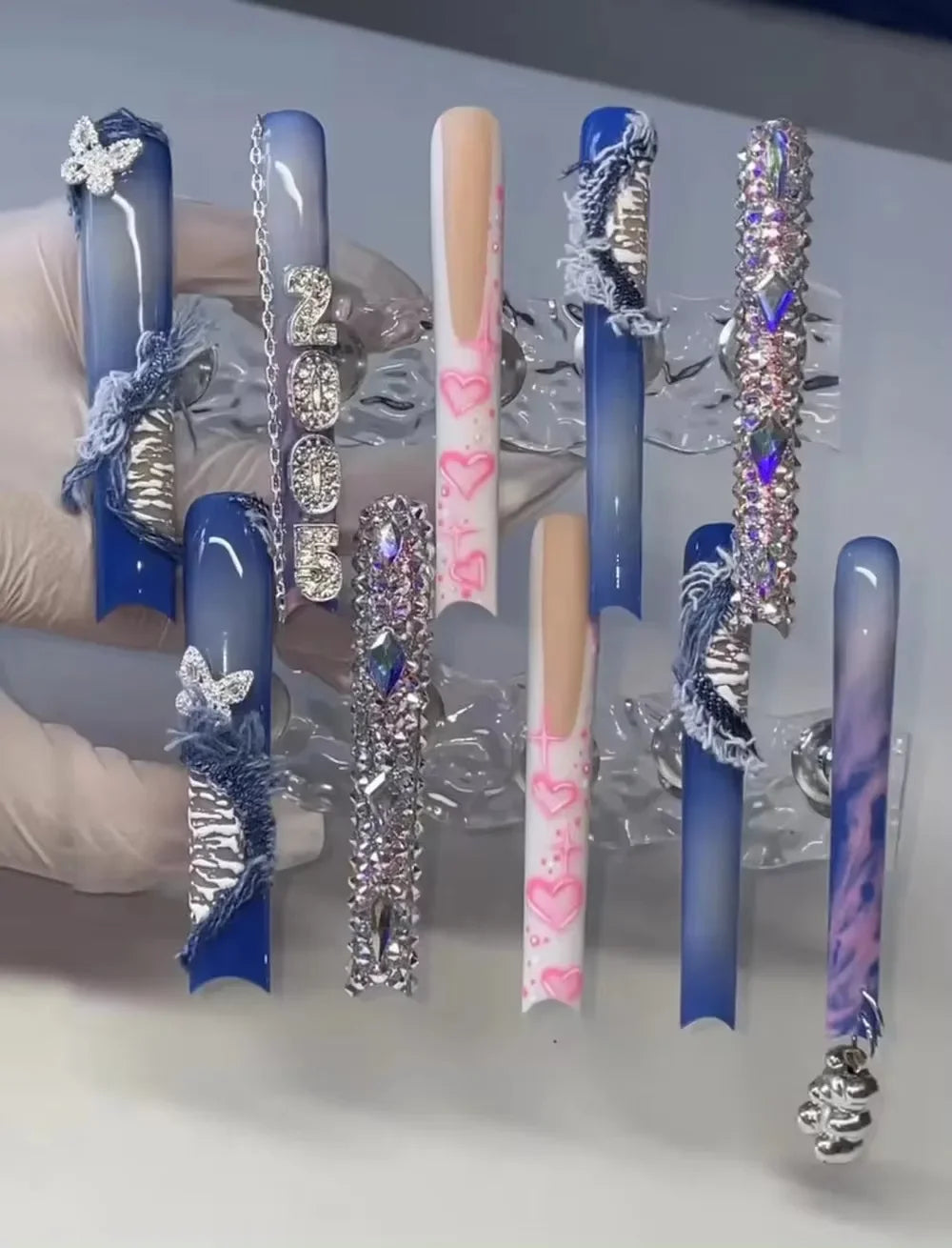 Xxxl Extra Long Quadrate Nail Art Butterfly Angel Diamond Coffin Stiletto False Nails Customizable Nail Party Stickers