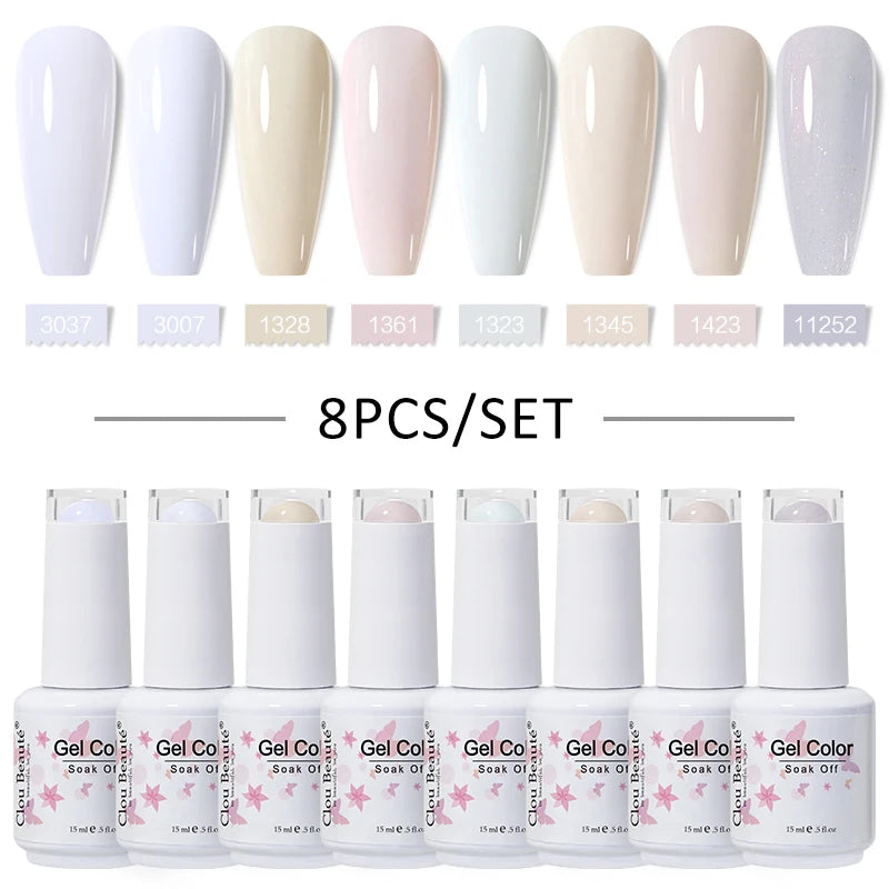 Clou Beaute 6/8pcs 15ml UV Nail Gel Colors Polish Set Summer Pretty Sugar Pink Red Neon Professional Nail Art Manicure Kit Gift
