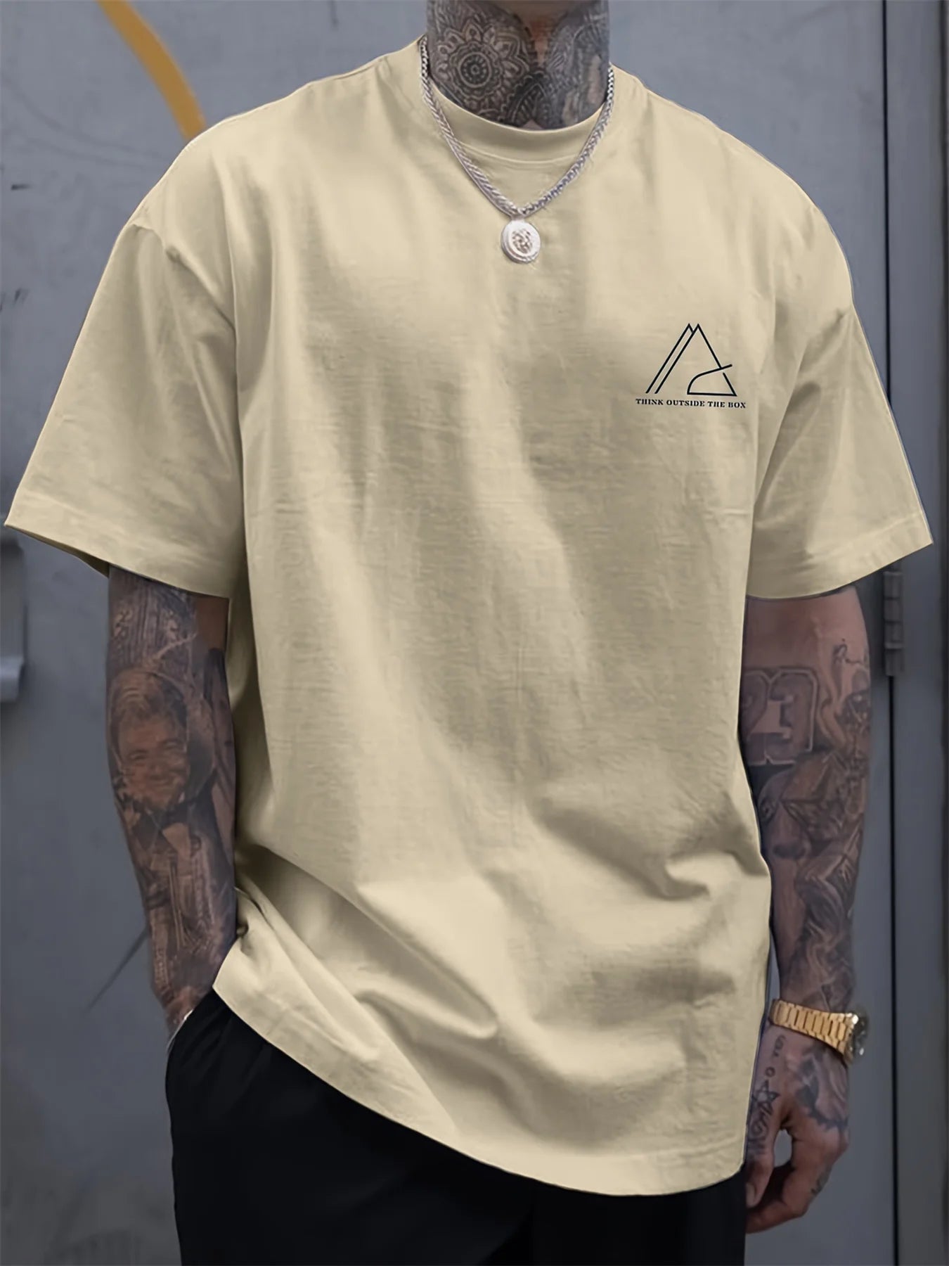 Summer men's 100% cotton comfortable casual wide plus plus size geometric letter printed round neck short sleeved T-shirt top