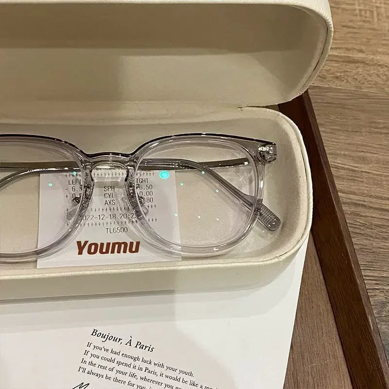 Myopia Glasses Anti Blue Light Metal  Resin -1.0 ~ -6.0 Neutral Style Flat Glasses Computer Glasses