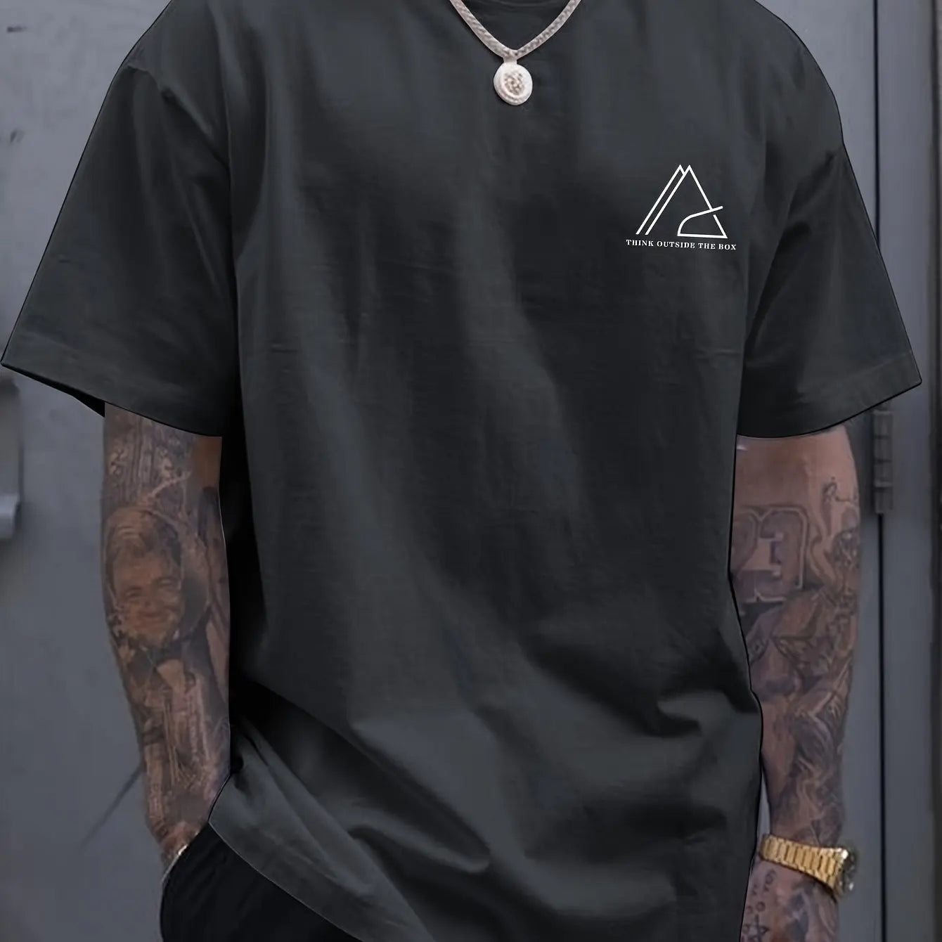 Summer men's 100% cotton comfortable casual wide plus plus size geometric letter printed round neck short sleeved T-shirt top