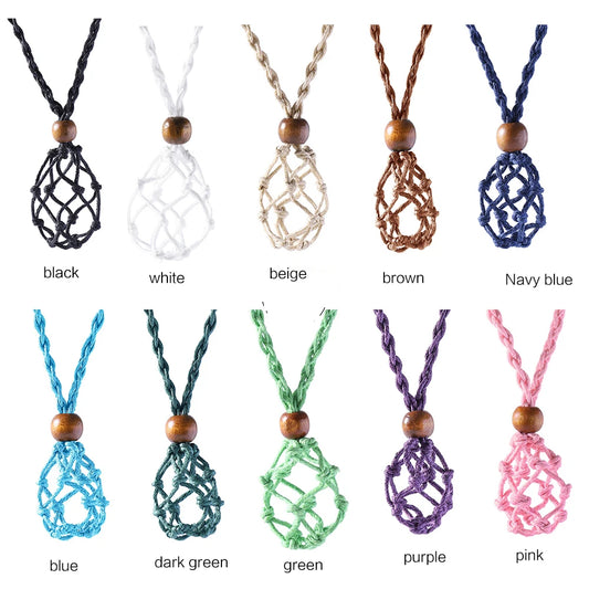 Lucky Stone Storage Rope Bag DIY Necklace Cord Empty Meditation Stone Holder Net Rope Ornament Cord Jewelry Making Accessories
