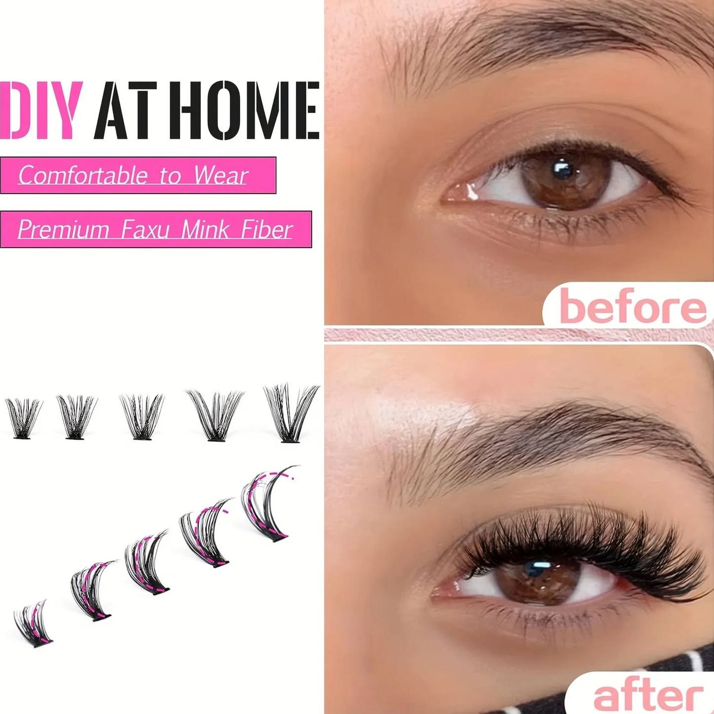 MJ Individual Lashes 8-16mm 200pcs Cluster Lashes Natural Look Mixed Tray DIY Eyelash Extension Volume Lash Clusters Eyelashes