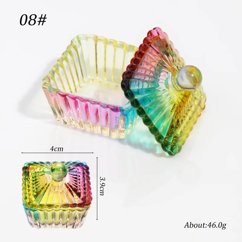Colorful Crystal Glass Acrylic Powder Liquid Nail Cup Dish Lid Bowl with Cap Manicure Holder Equipment Nail Salon Manicure Tools