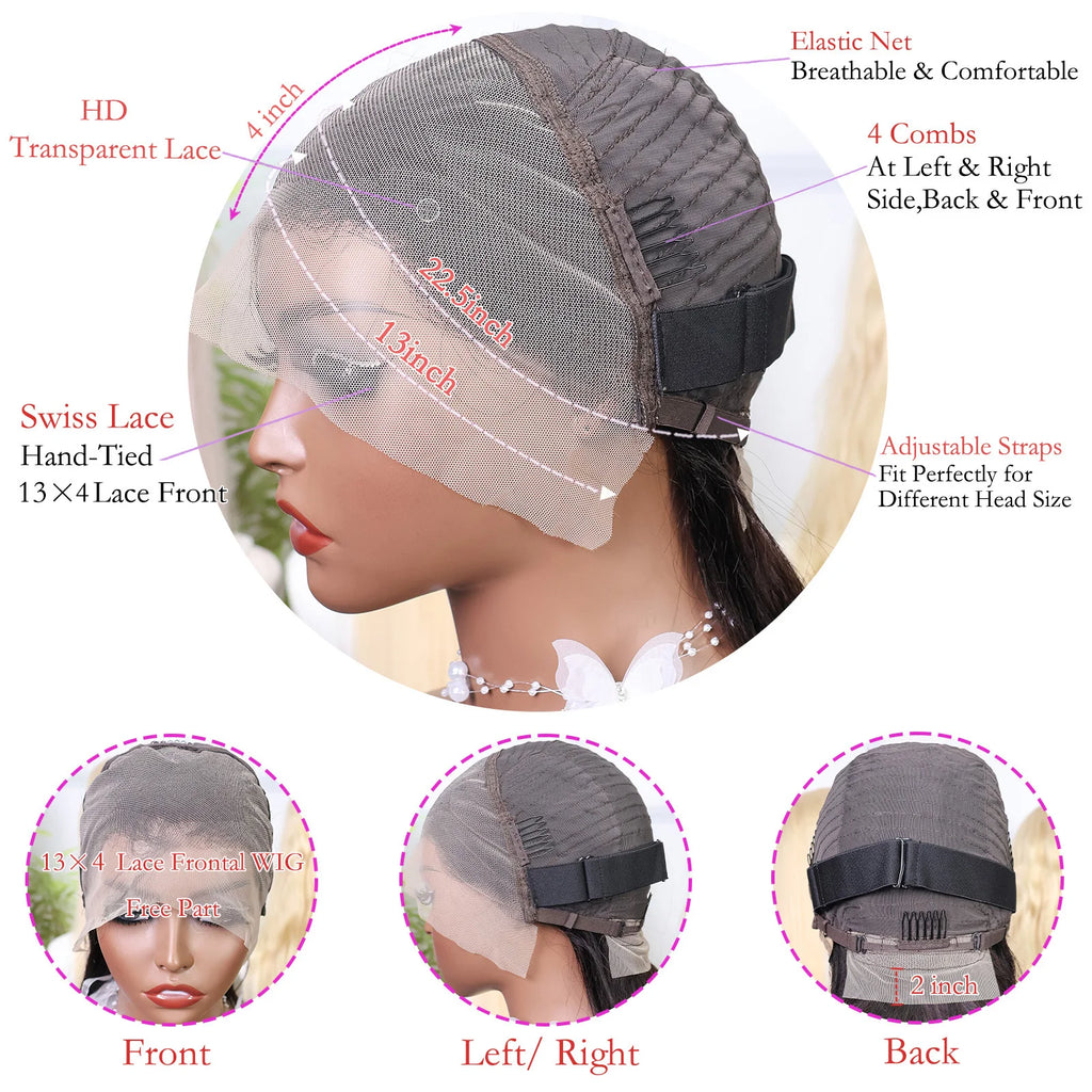 200% Density Short Bob Wigs Highlight Straight Lace Front Wigs Blonde 13x4 Transparent Lace Front Wig 100% Human Hair 427#16Inc
