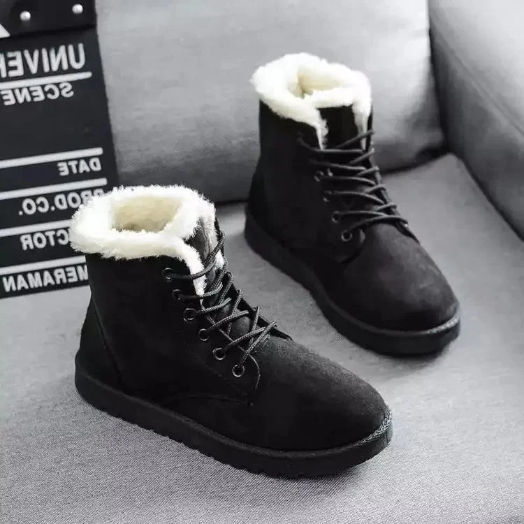Thickened Cotton Shoes with Fleece Casual Short Tube Winter Boots for Women Comfortable Warm Large Size Rubber Snow Boots