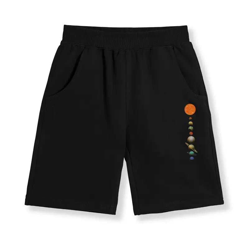 Teen Boys School Sports Shorts Astronaut Cartoon Short Pants Children Summer Cotton Sweatpants Loose Clothes 3-14T