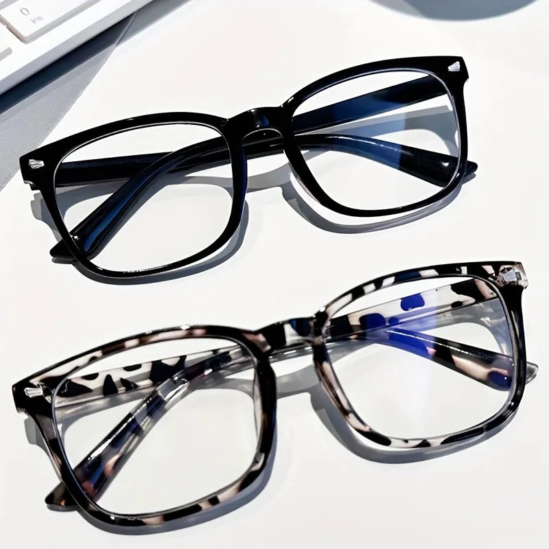 3pcs Lightweight PC Frames Minimalist Square Clear Lens Glasses - Blue Light Blocking, Full Frame, for Everyday & Casual Wear