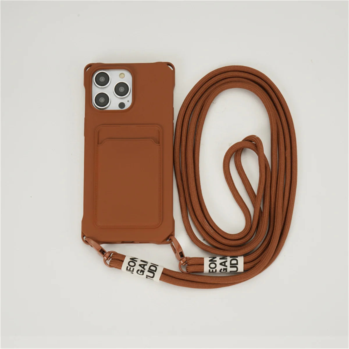 Phone Case for IPhone 17 Air 16E 16 15 Plus 14 12 13 11 Pro Max XS XR 8 7 Shockproof Silicone Card Slot Crossbody Necklace Cover