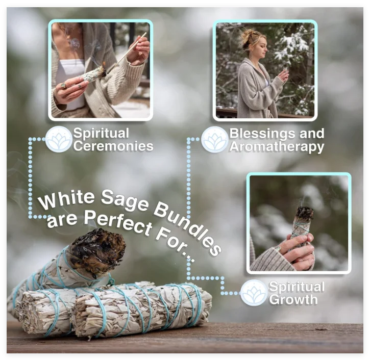 White Sage Bundles - Sage Smudge Stick for Home Cleansing Incense Healing Meditation and California Smudge Sticks Rituals