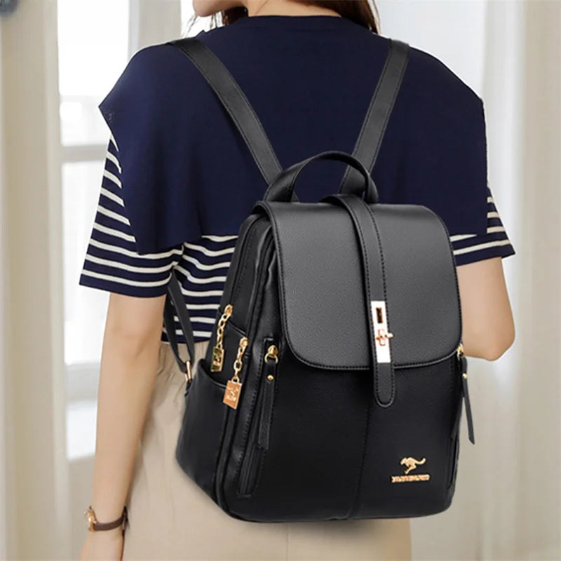 Vintage Leather Luxury Backpack for Women
