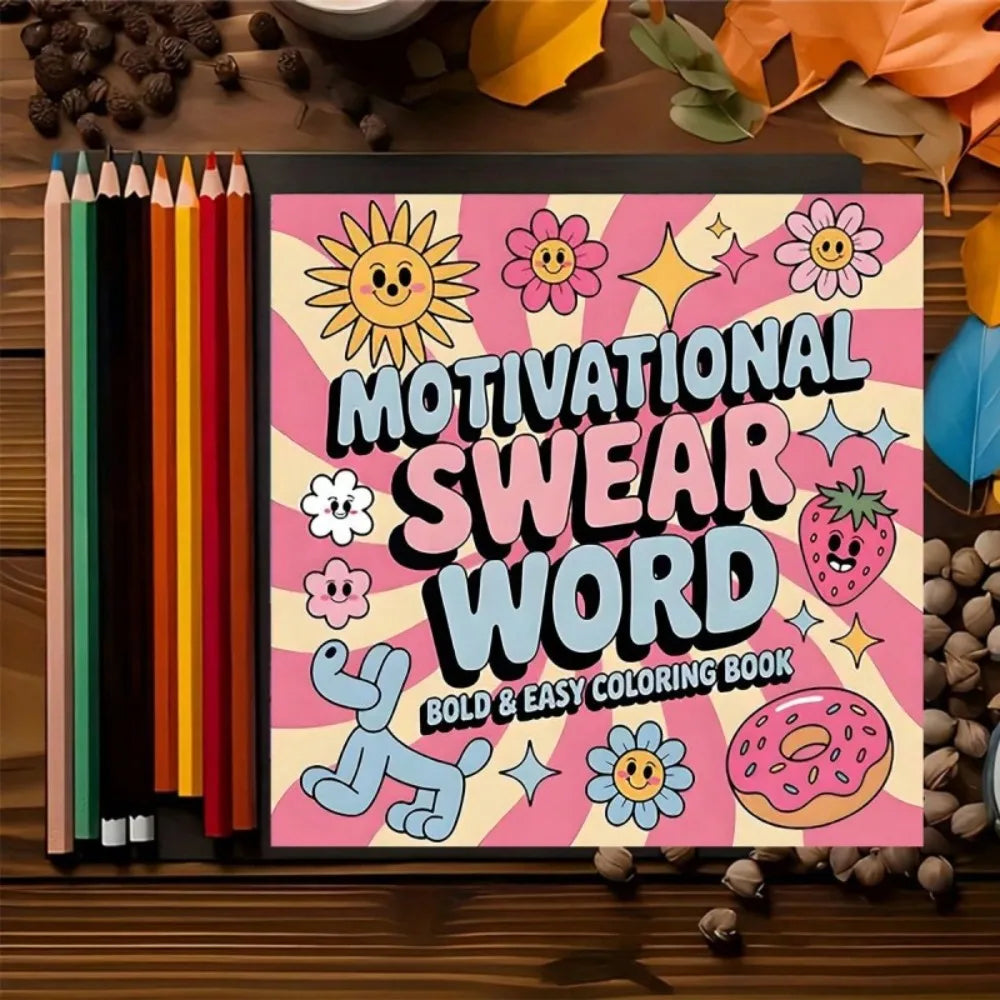 Motivational Swear Word Coloring Book Bold Easy 24 Pages Empowering Curse Words for Adults Stress Relief Gift