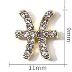 Zircon Zodiac Nail Charms 10pcs/lot Alloy 12 Constellations 3D Sign Rhinestones Symbol Accessories Shiny Nail Art Decorations