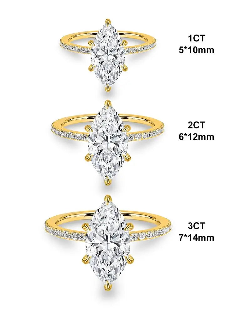 925 Sterling Silver Simple Classic 2 Carat Marquise Zircon Ring For Women Engagement Wedding Luxury High Quality Fine Jewelry