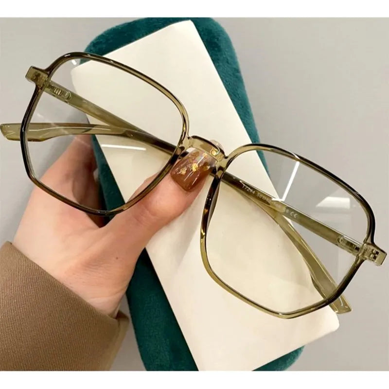 Stylish Women's Image Glasses Square Frame Transparent Eyeglasses Trendy Anti-blue Light Computer Goggles New Fake Eyeware