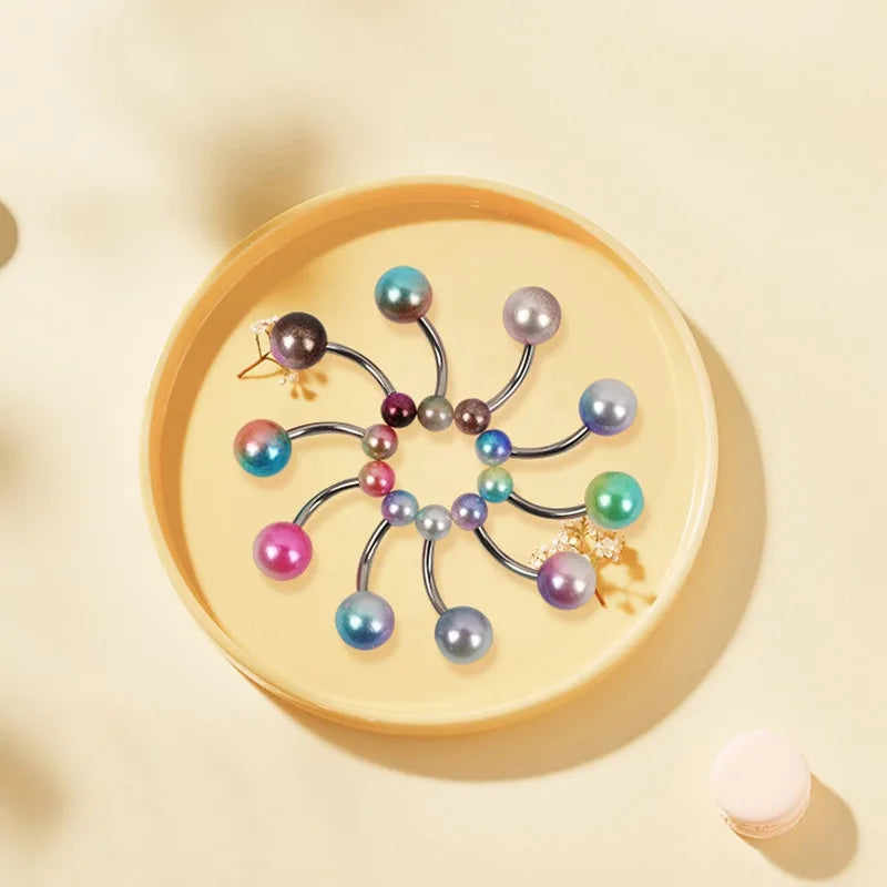 5PCS Pearl Belly Button Piercing Set Acrylic Painted Belly Piercing Barbell Bulk For Women Belly Ring Lot Piercing Ombligo Pack