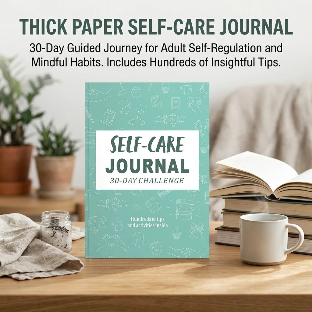 Thick Woodfree Paper Self Care Journal, 30 Day Guided Challenge Diary With Daily Prompts, Personal Growth Habit Tracker