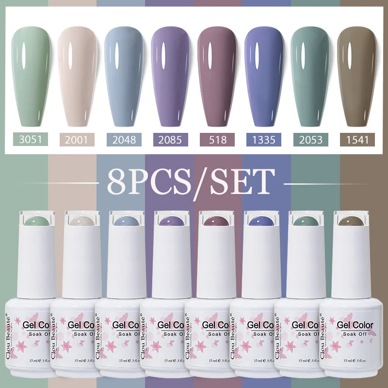 Clou Beaute 6/8pcs 15ml UV Nail Gel Colors Polish Set Summer Pretty Sugar Pink Red Neon Professional Nail Art Manicure Kit Gift