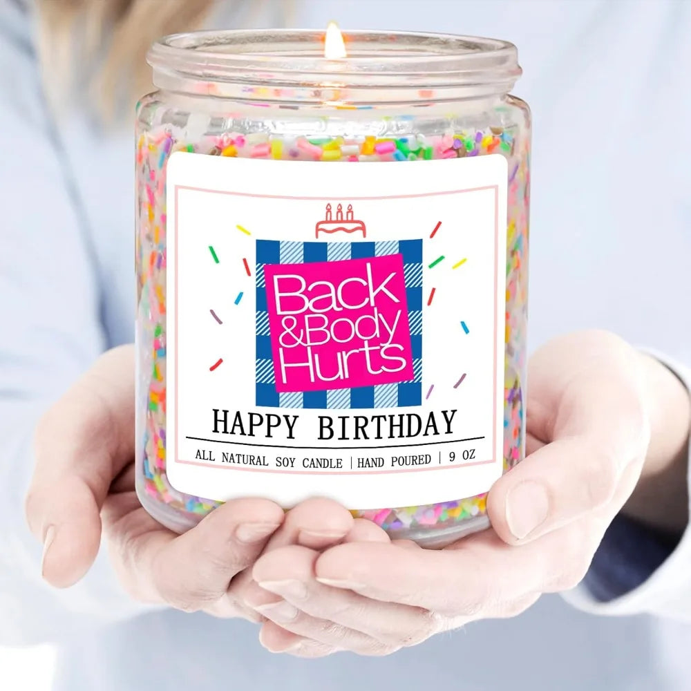 Birthday Candles Gift for Her and Him, Unique Best Friend Gift Ideas - Back & Body Hurts Happy Birthday Candle