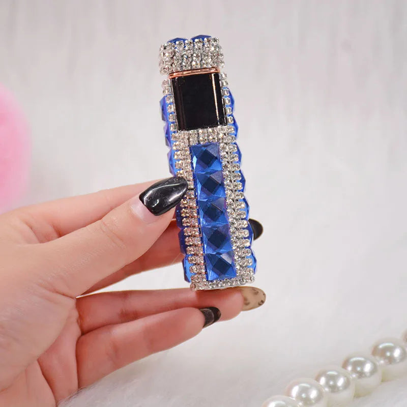 Rhinestone Touch Screen Lighter With Diamond Usb Charging Mute Cigarette Lighter Personality Ladies Lighter Windproof Gadget
