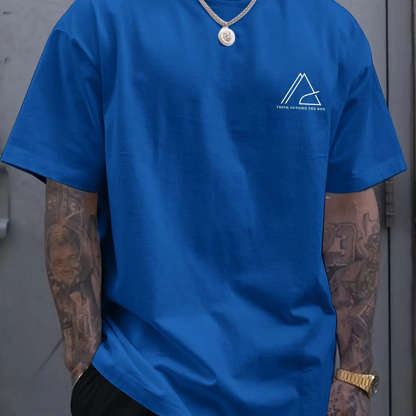 Summer men's 100% cotton comfortable casual wide plus plus size geometric letter printed round neck short sleeved T-shirt top
