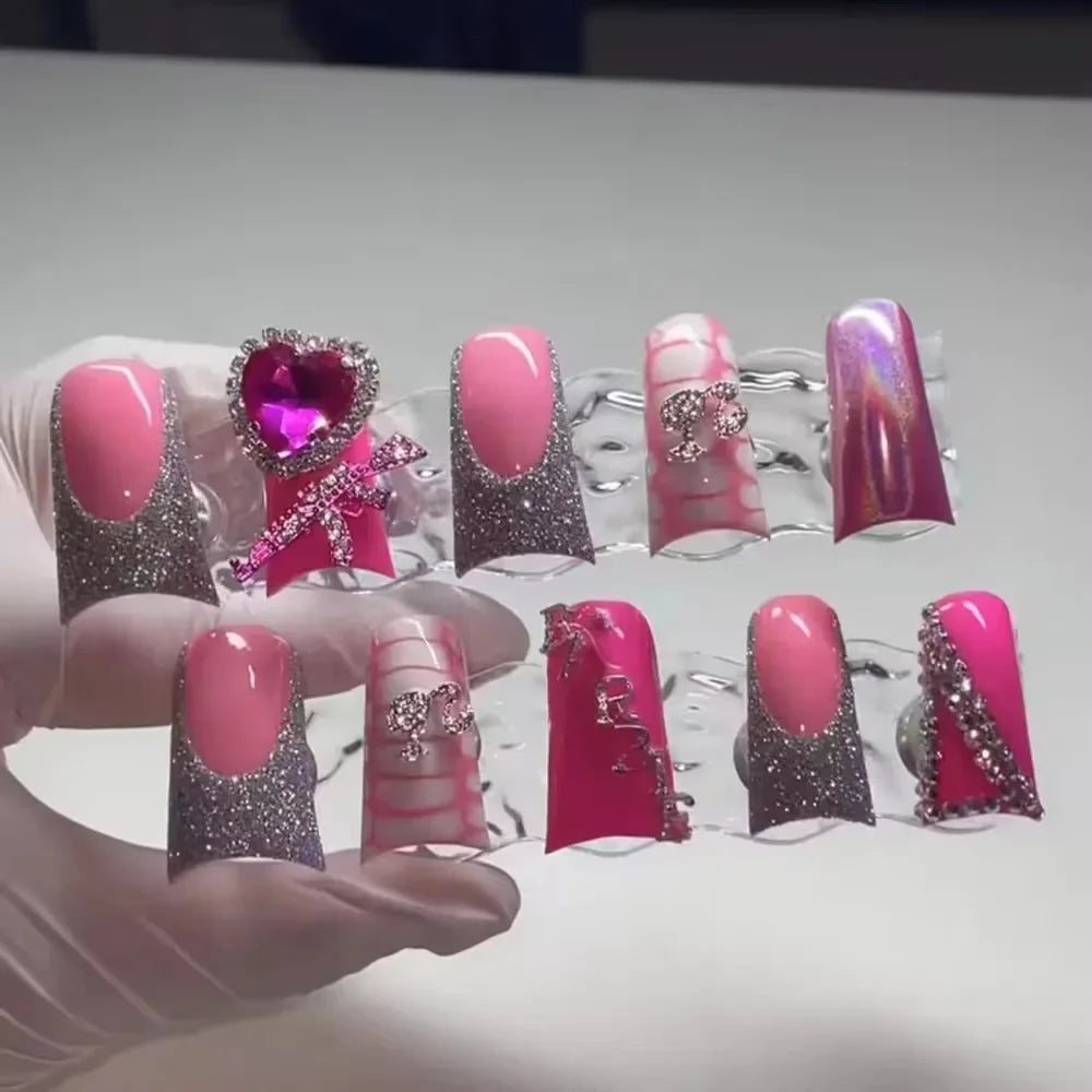Xxxl Extra Long Quadrate Nail Art Butterfly Angel Diamond Coffin Stiletto False Nails Customizable Nail Party Stickers